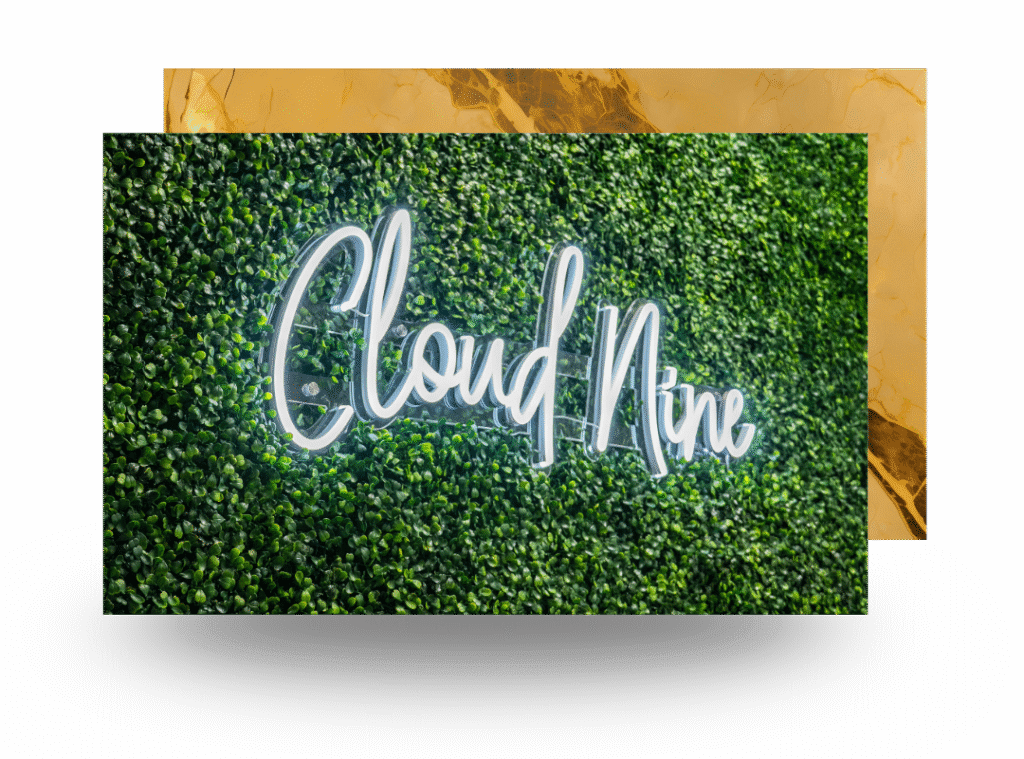 Front entrance sign for Cloud Nine Aesthetics showcasing brand and location.