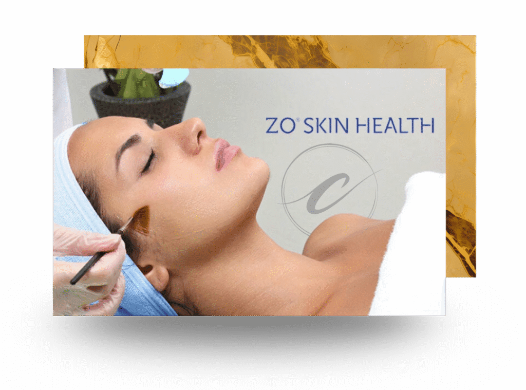 Client receiving professional ZO 3-Step Peel to reduce fine lines and improve skin tone at Cloud Nine Aesthetics.